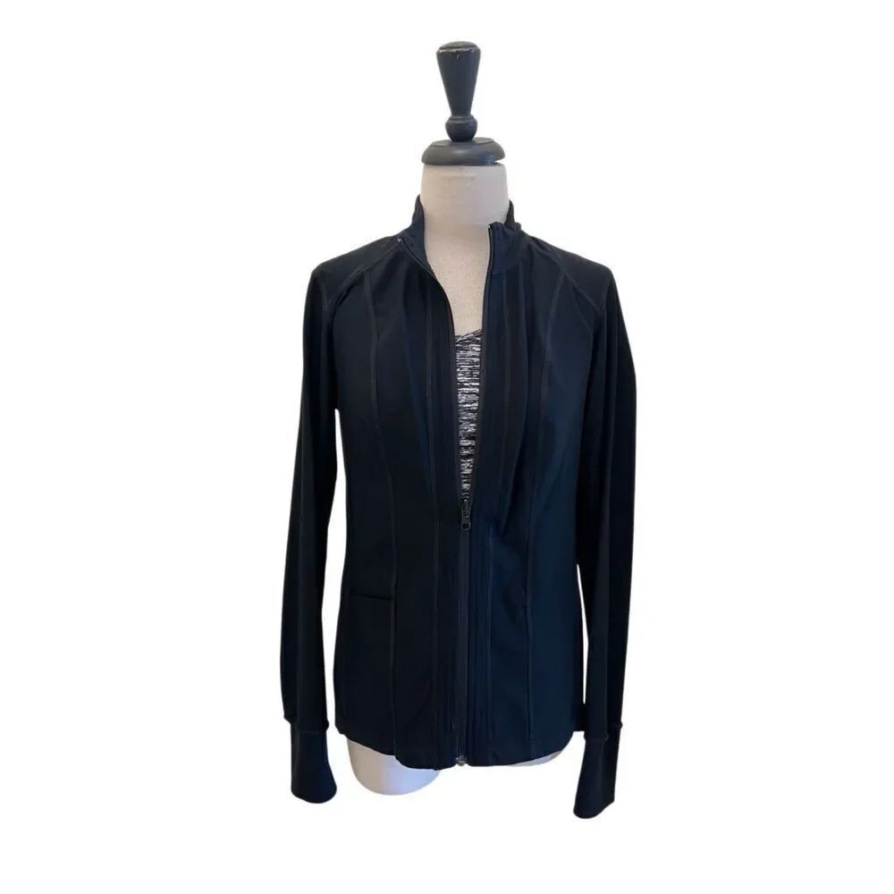 Cabi Womens Fitted Zip Up Reversible Jacket W/ Spacedye Tank Top Set Black Small